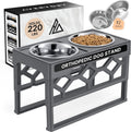 Elevated Dog Bowls, 4 Height Adjustable Stand for Medium and Large Dogs, Raised Dog Feeder Holder with 2 Stainless Steel Food and Water Bowls, Anti-Slip Base Tall Feeding Station