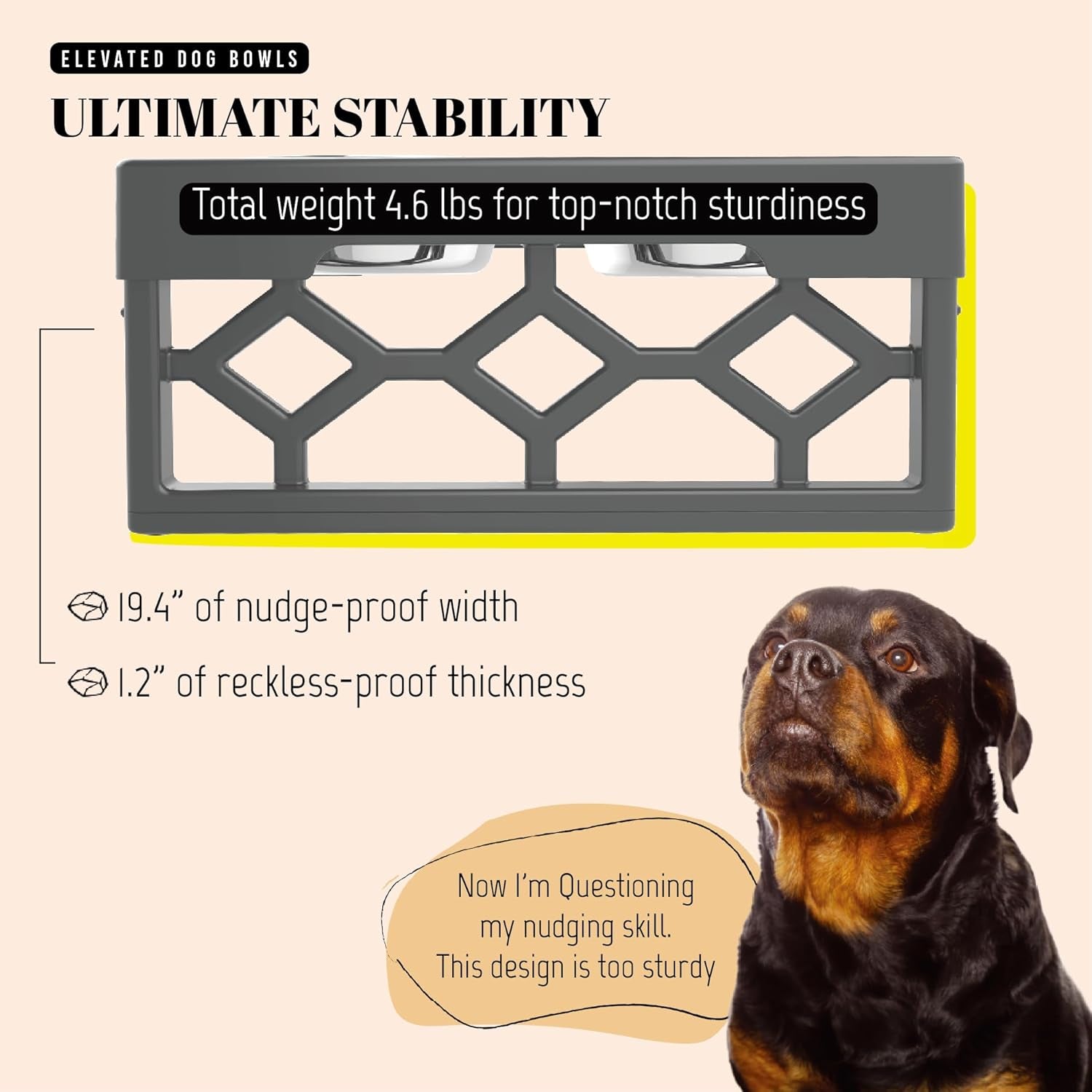 Elevated Dog Bowls, 4 Height Adjustable Stand for Medium and Large Dogs, Raised Dog Feeder Holder with 2 Stainless Steel Food and Water Bowls, Anti-Slip Base Tall Feeding Station
