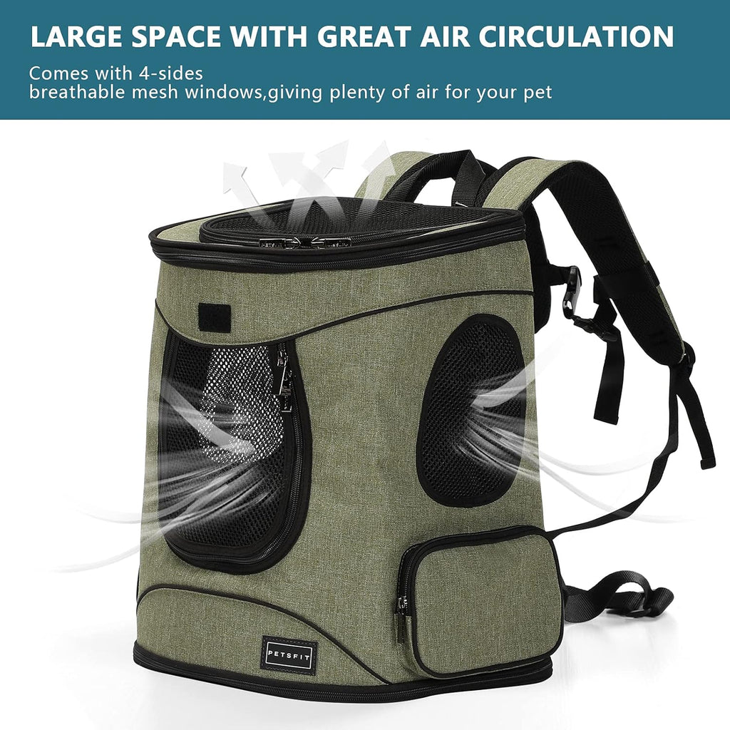 Pet Backpack Carrier with Upgrade Waist Cushion Design to Better Fit the Waist, Suitable for Small and Medium Dogs Cats, and Rabbits up to 18 Pounds